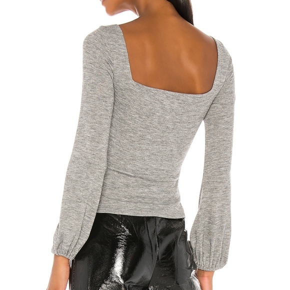 Lovers‎ + Friends Blakely Grey Balloon Sleeve Sweater Milkmaid Coquette Dainty - Picture 2 of 11